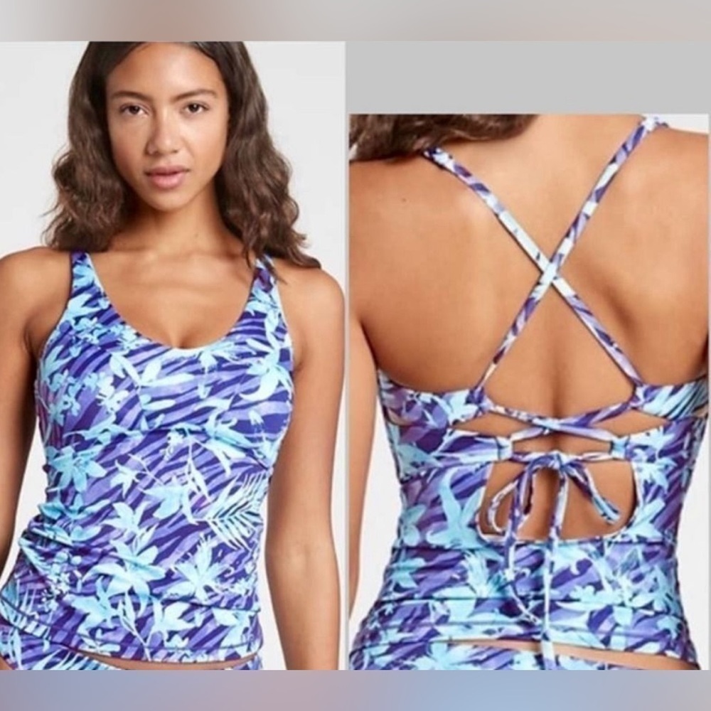 Athleta A-C Boho Triangle Printed Tankini Top - Size Medium